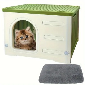 Cozy Classic Waterproof Cat House with Soft Mat